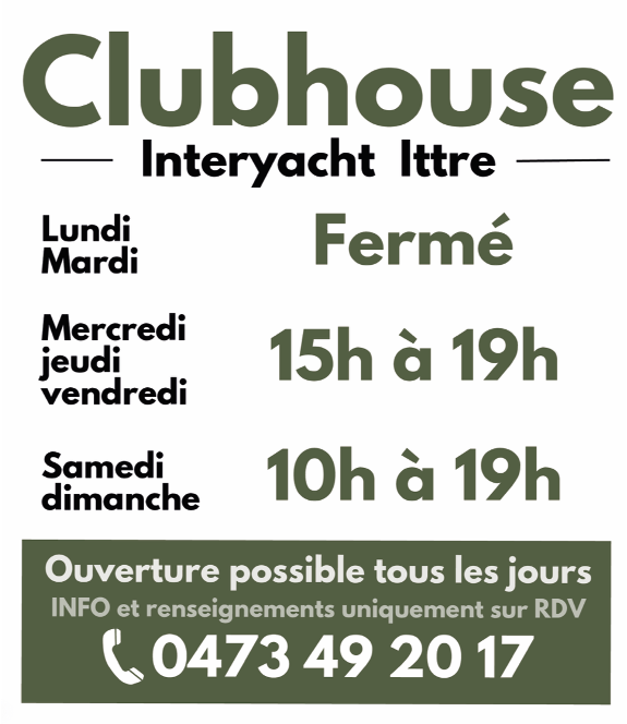 Nouveaux Horaires du Clubhouse Interyacht Ittre ⛵