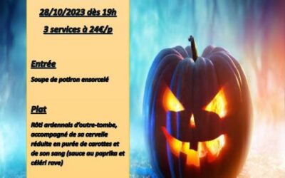 MENU HALLOWEEN (Ce samedi 28 octobre 2023)