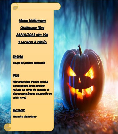 MENU HALLOWEEN (Ce samedi 28 octobre 2023)